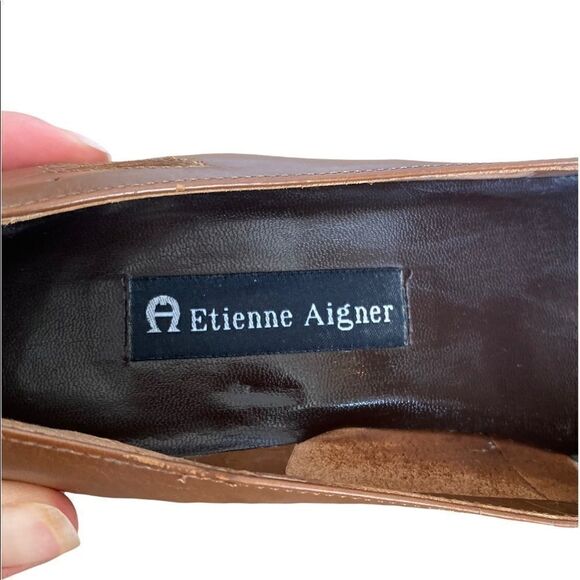 Entienne Aigner Teardrop Cut Out Pumps Tan Size 9 - Picture 6 of 7